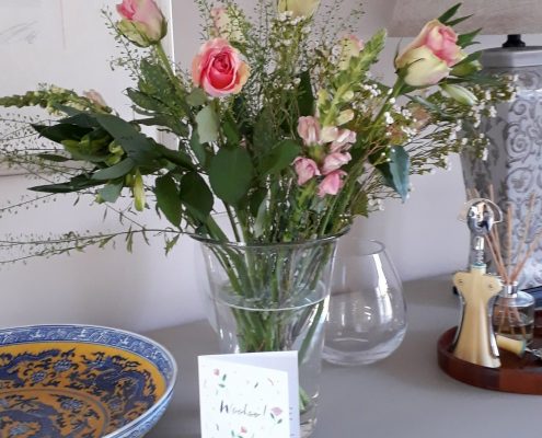 Flowers on publication day